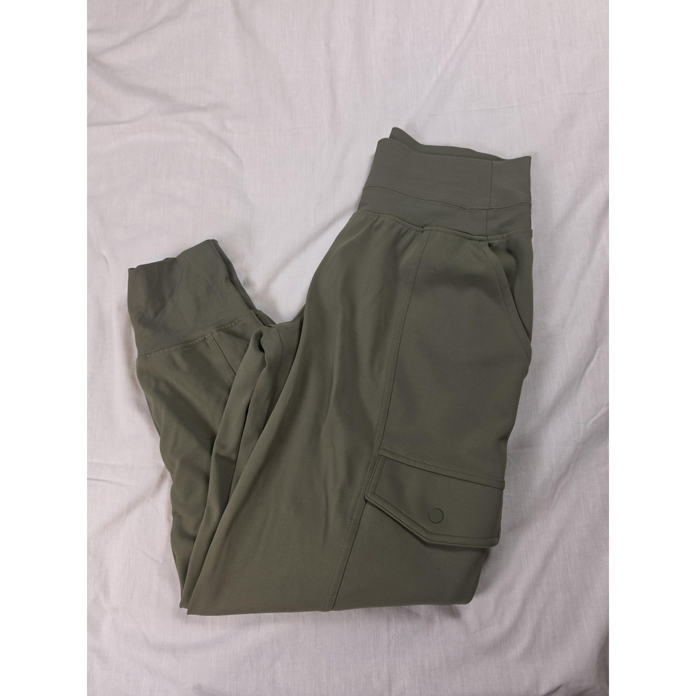 Athleta Jogger Pants Womens Small Petite Green Cargo Pocket Pull On Hiking